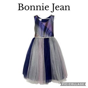 Bonnie Jean metallic ombre tulle purple girl party dress size 8 NWT $98